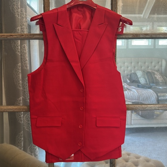 Mazarin Red Vested 3 Piece Suit 40 x 34 - Picture 7 of 11